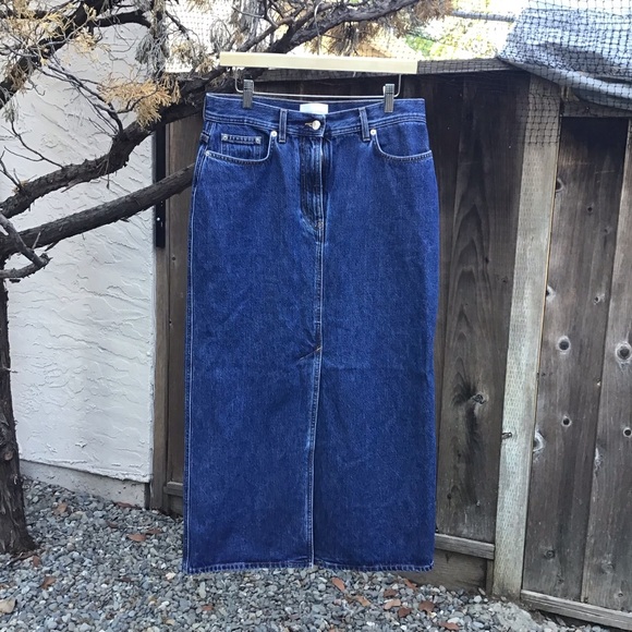 Loulou Studio RONA Organic Cotton Denim Skirt Blue Women’s Size Large Midi